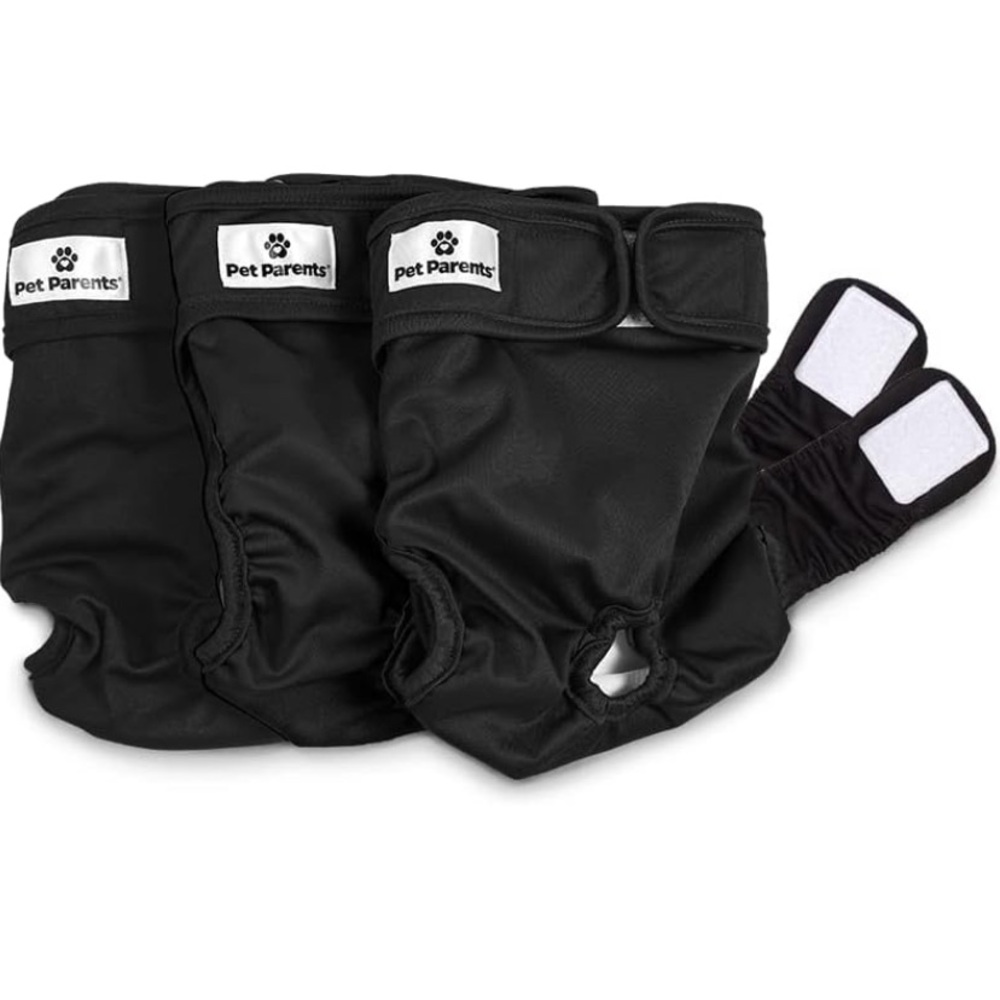 Pet Parents, Black, Dog Diaper,small, with a set of extenders,3 pack